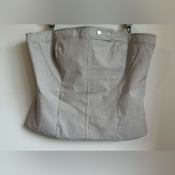 ZARA~‎ Women’s Pinstriped Edgy Corset Tube Top Tan and White Striped Size XXL - Picture 2 of 10